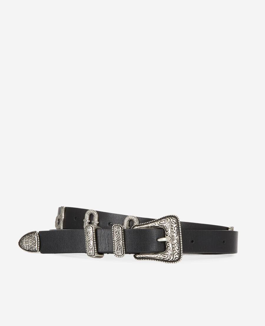 The Kooples Western Style Double Buckle Belt The Kooples Wide Western Double Buckle Belt In Black - 47  main image 4