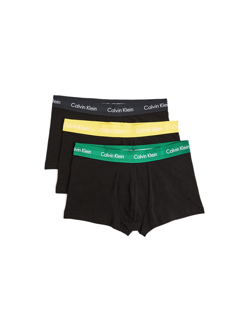 CALVIN KLEIN Low Rise Trunk 3 Pack in B-CHRCL HTHR, MRNGSD YW, FLG