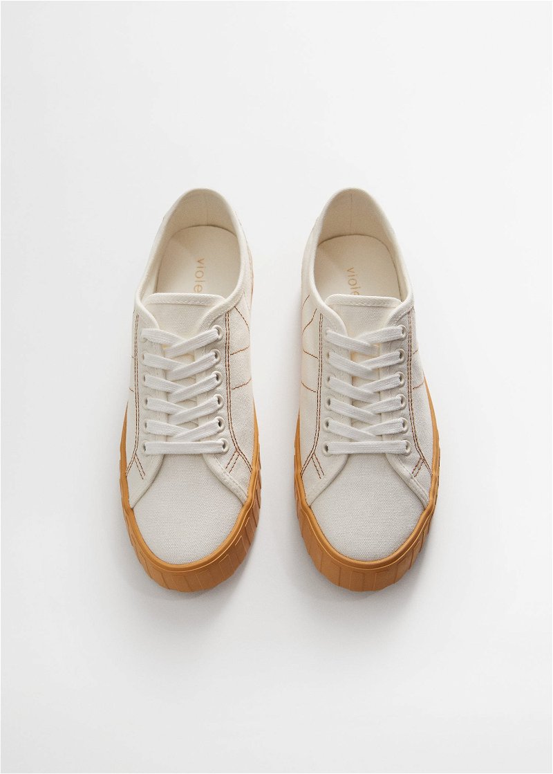 MANGO Platform Canvas Sneakers in Off White | Endource