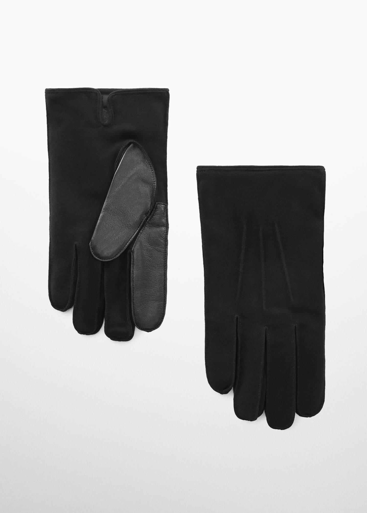 MANGO Suede Leather Gloves With Wool Lining Endource