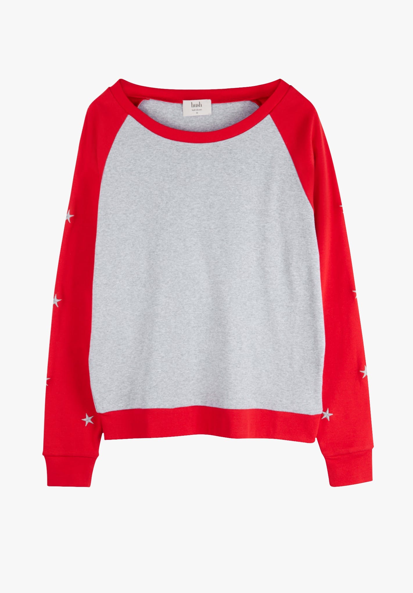 red and grey raglan shirt
