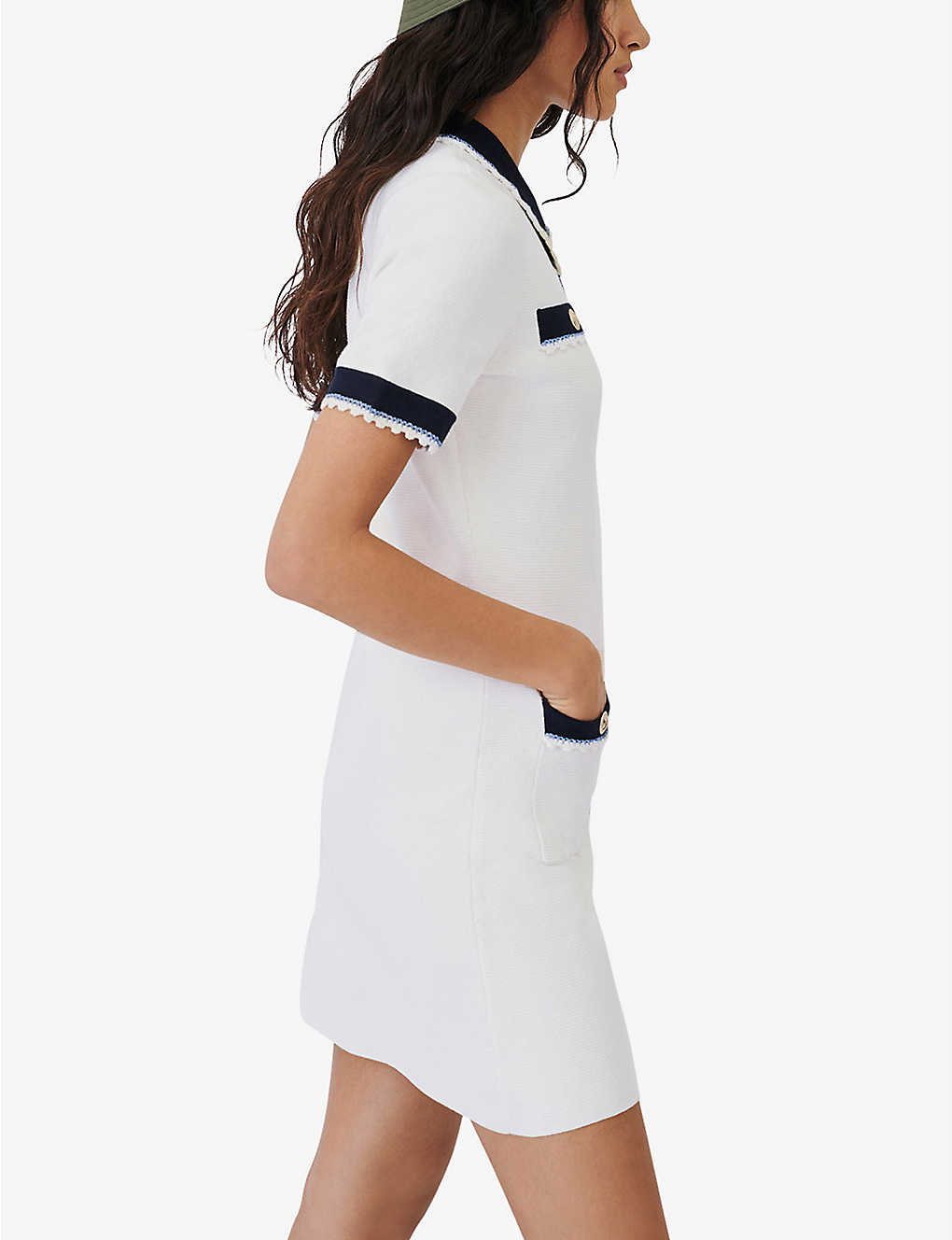 maje roliano contrast knit dress 30% off Button-Up Cotton-Knit Mini closet_15846