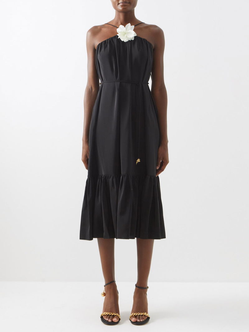 ZIMMERMANN High Tide Halterneck Silk Midi Dress | endource