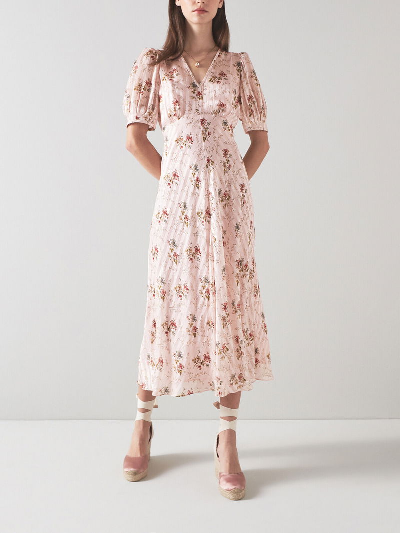L.K. BENNETT Leith Wildflower Metallic Dress | endource