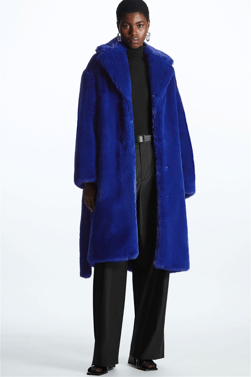 Petite Belted Faux Fur Coat | Karen Millen