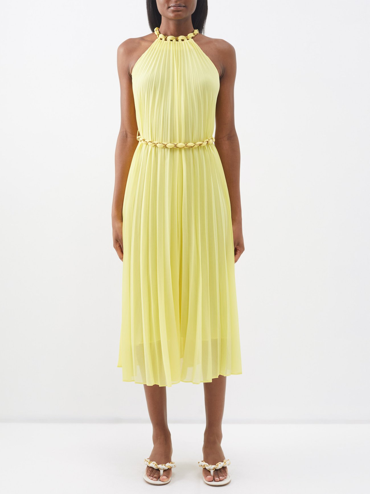 ZIMMERMANN Sunray Pleated Chiffon Midi Dress | endource