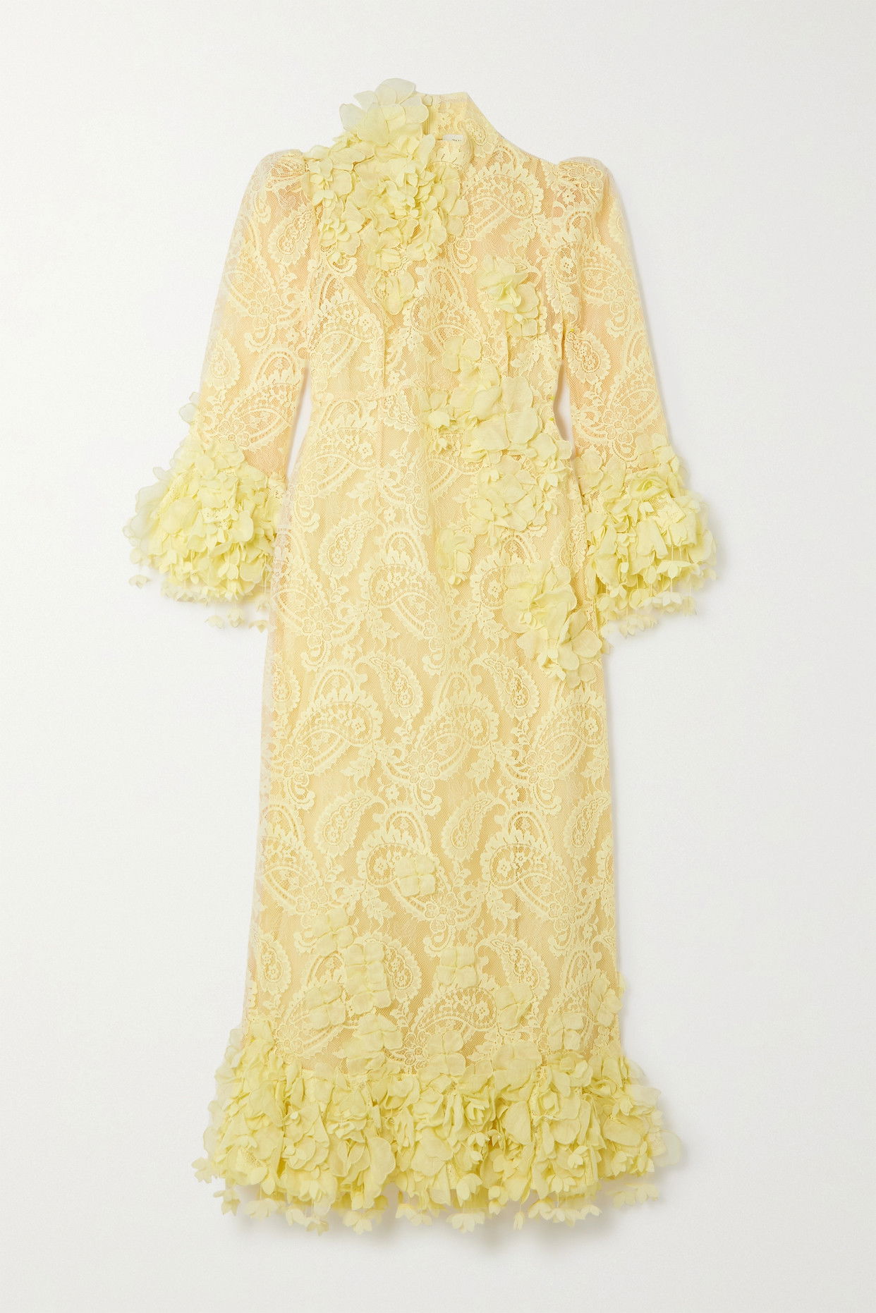 ZIMMERMANN High Tide Appliquéd Lace Dress in Yellow Endource