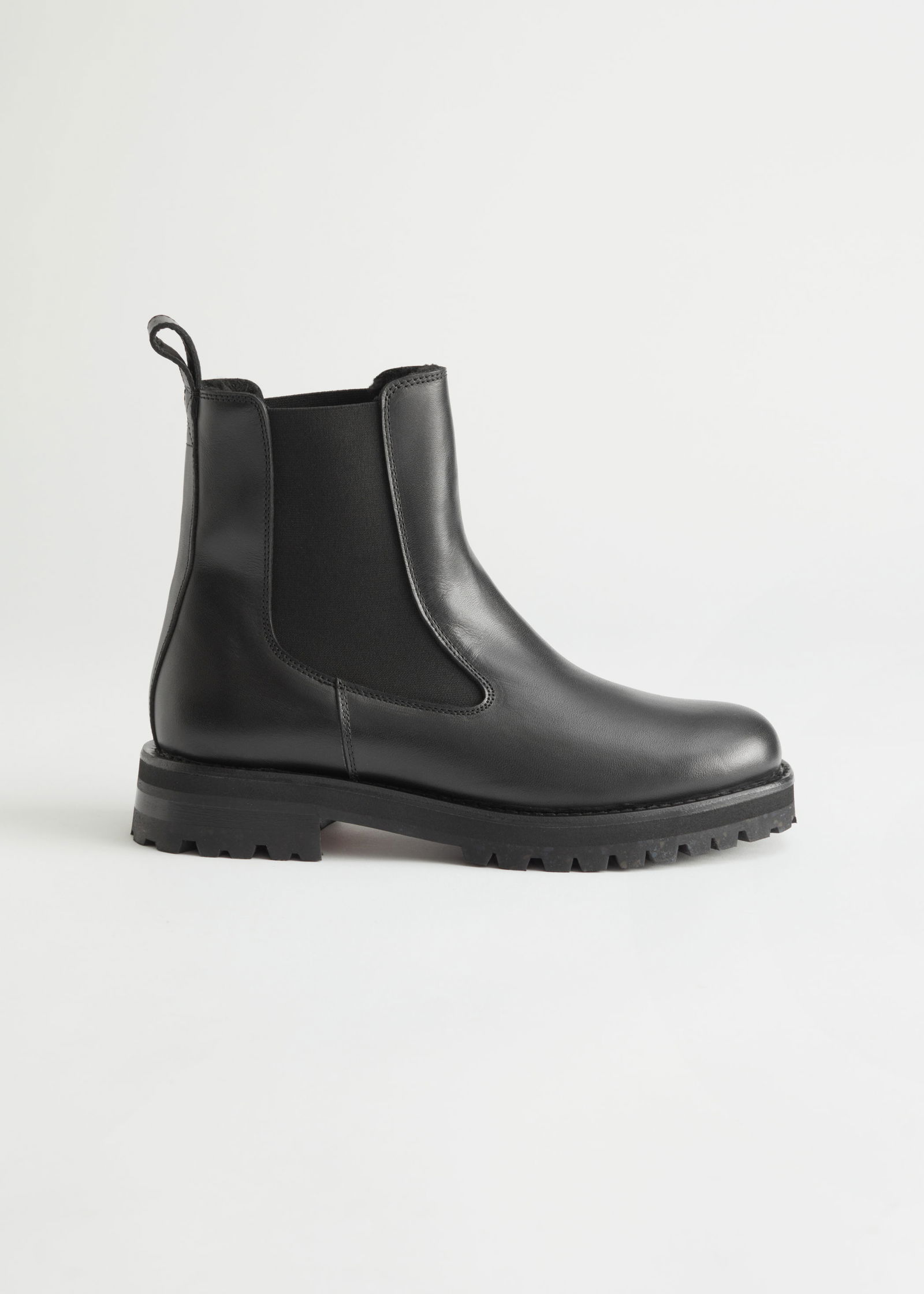 OTHER STORIES Shearling Lined Leather Chelsea Boots endource