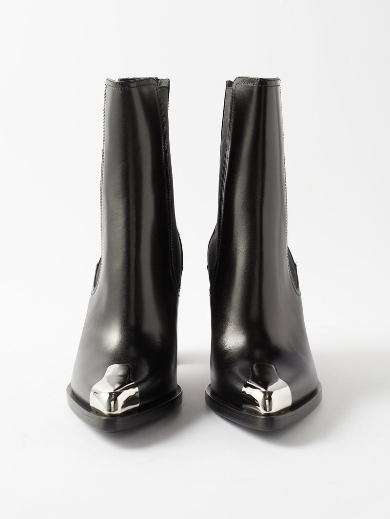 ALEXANDER MCQUEEN Punk 90 Metal-Toecap Leather Ankle Boots  display picture 2