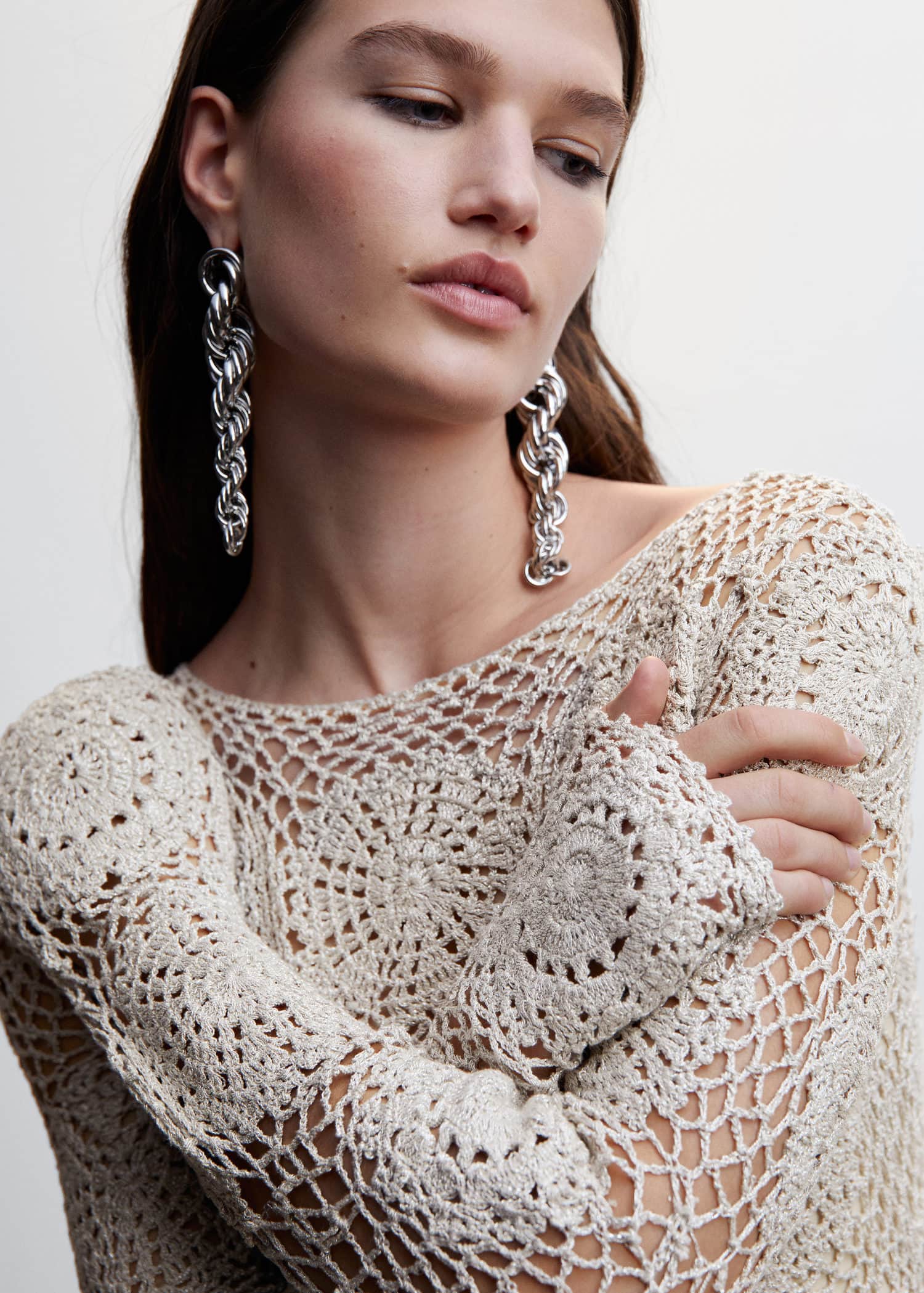 MANGO Crochet Long Dress | endource