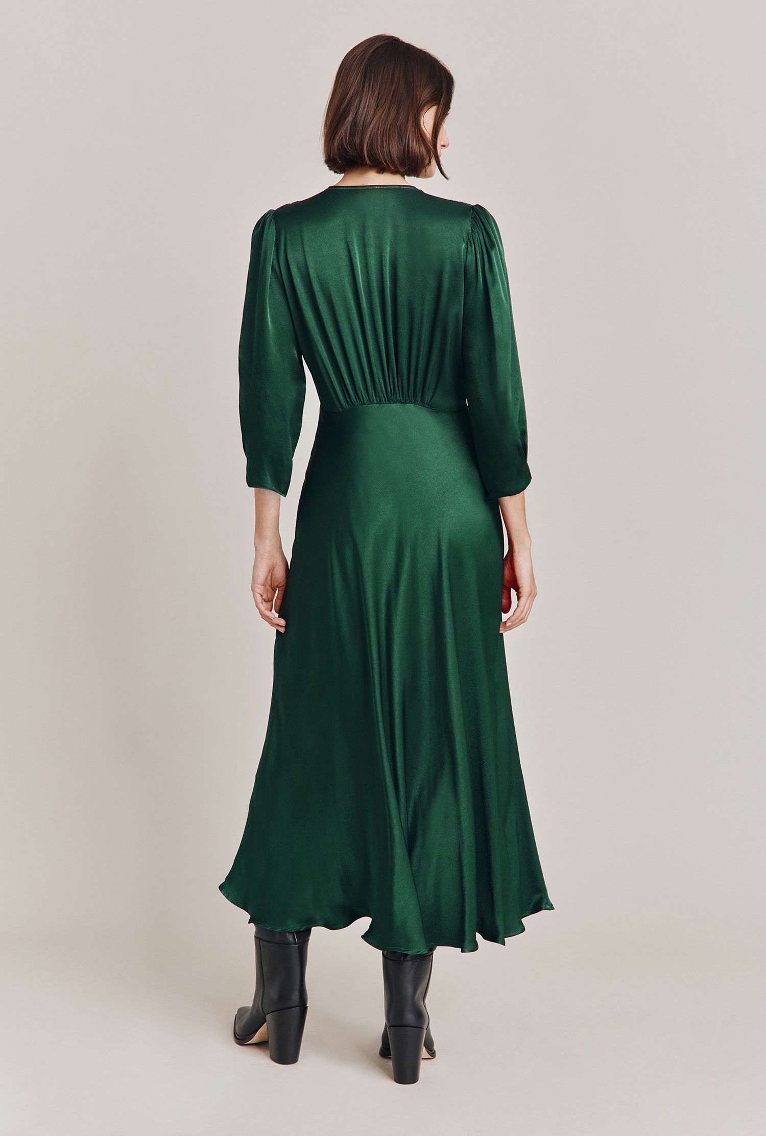 ghost exclusive maddison button front satin midi dress Ghost Madison Button Through Satin Midi Dress