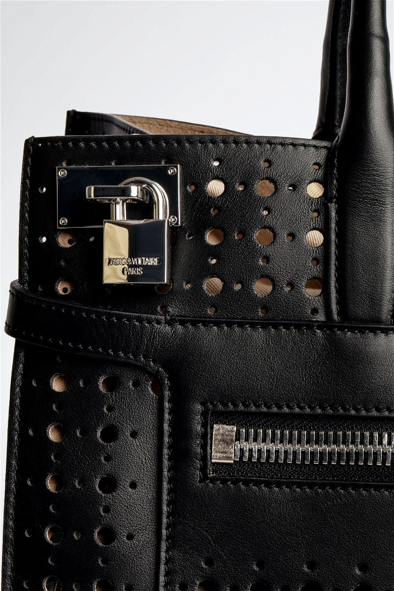 Zadig & Voltaire Candide Black Leather Medium Zip And Lock Bag