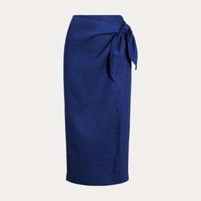 KAREN MILLEN Tall Baroque Tile Midi Wrap Skirt in Blue