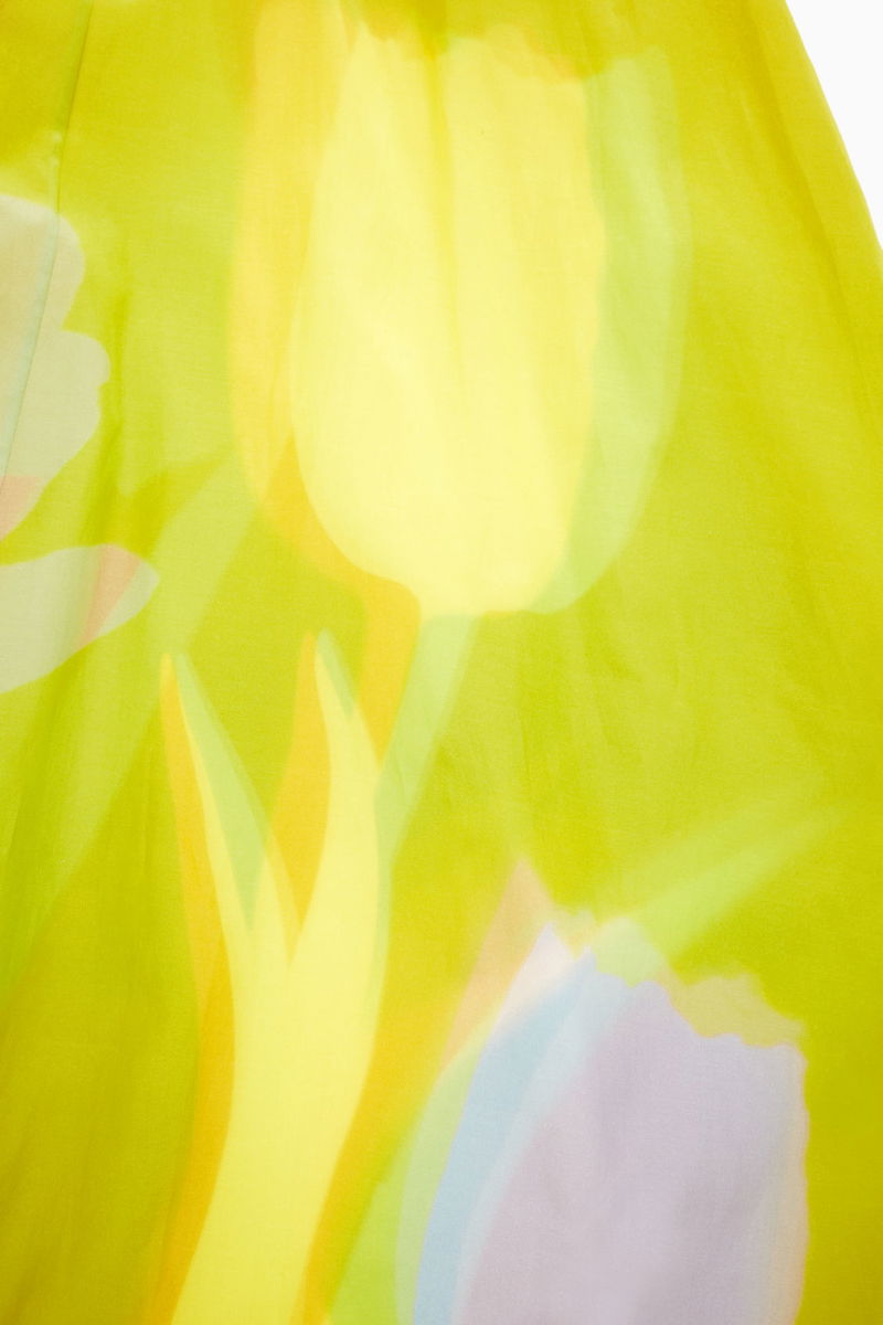 cos yellow silk dress PLEATED COTTON-LINEN MAXI DRESS