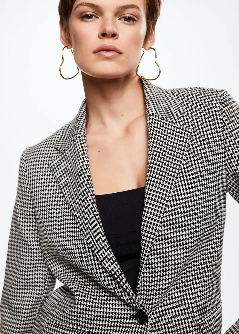 MANGO Houndstooth Wool-Blend Blazer endource
