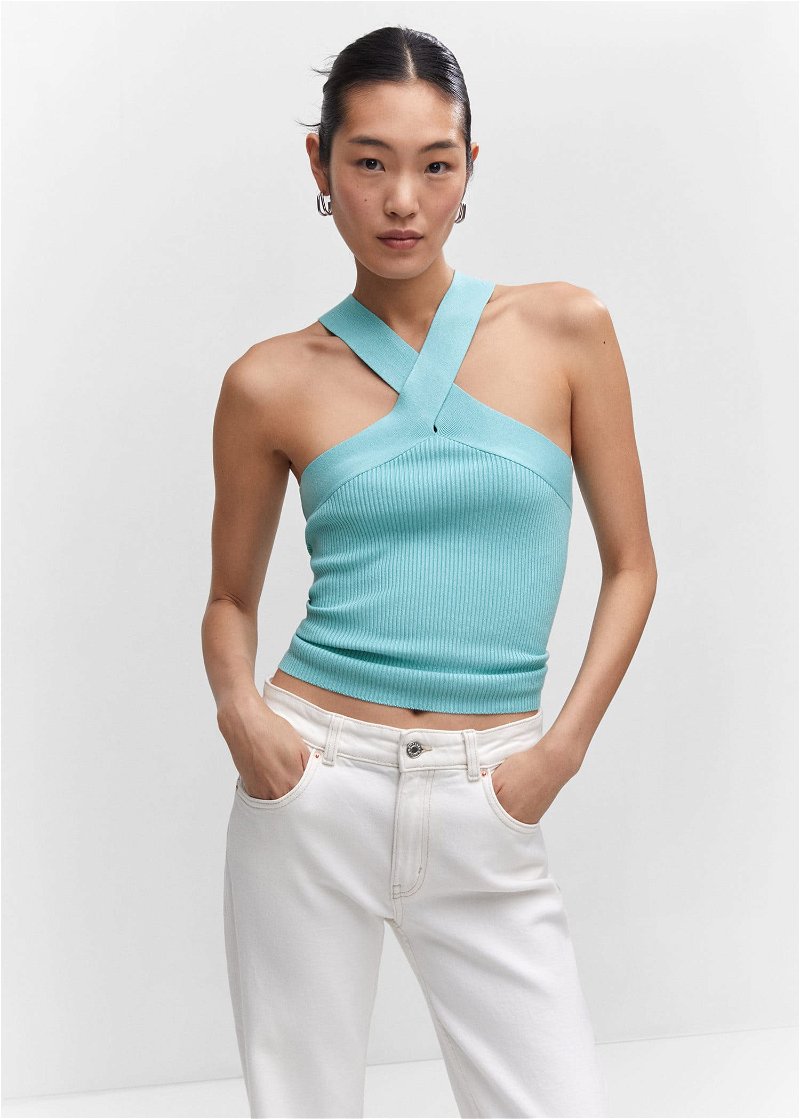 Halter-neck knitted top - Woman