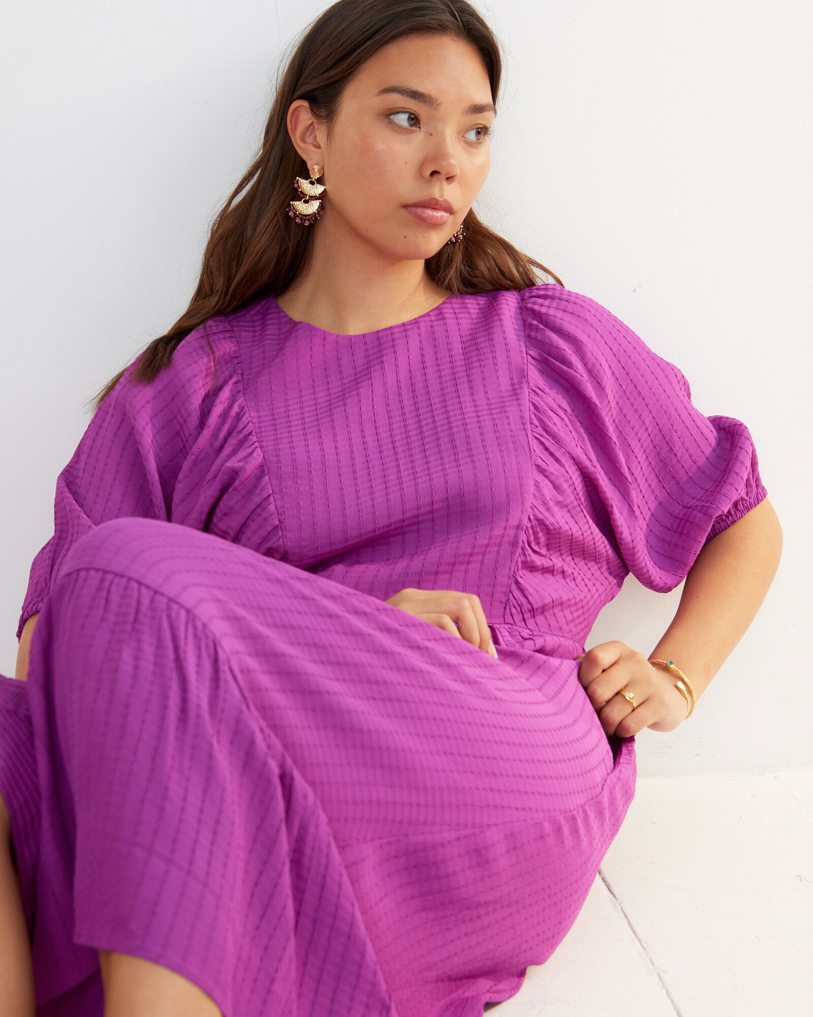 OLIVER BONAS Puff Sleeve Midi Dress | endource