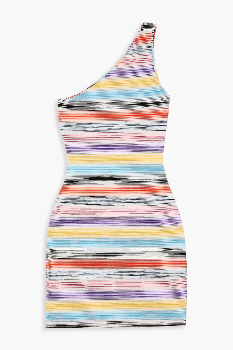 Crazy Rich Asians Missoni Dress Missoni Mare One-shoulder Ruched Metallic  Crochet-knit Mini Dress In
