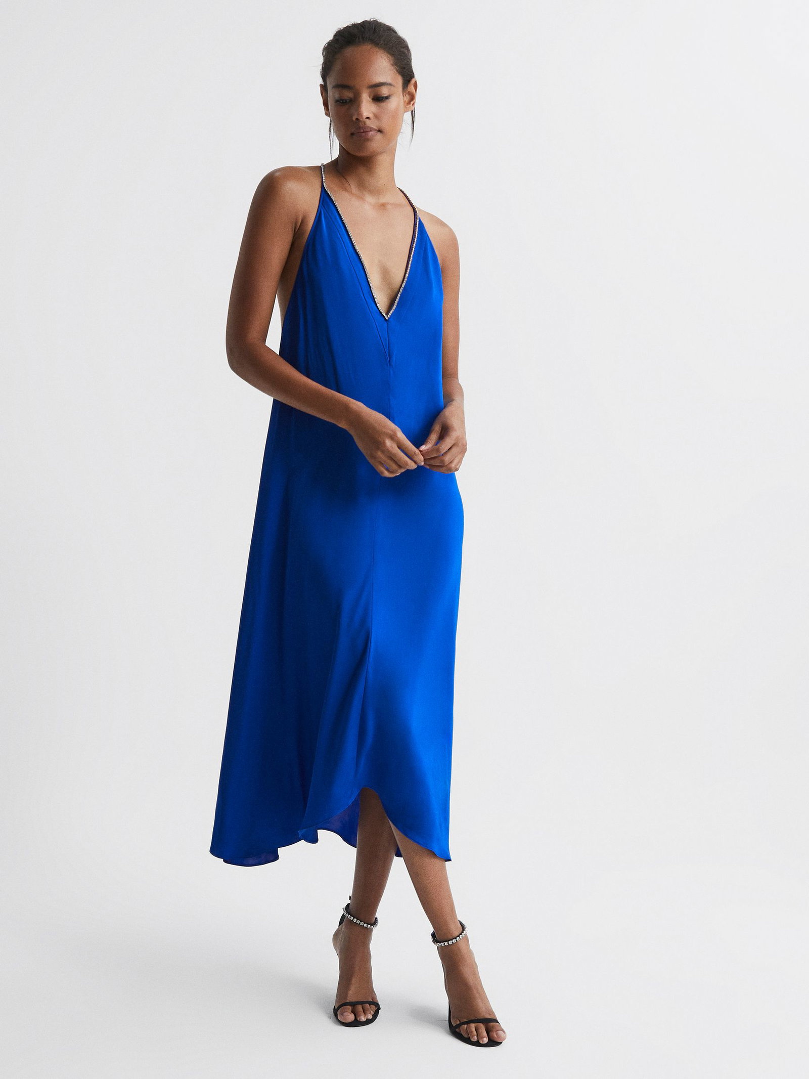 REISS Mila Embellished Strap Midi Dress | endource