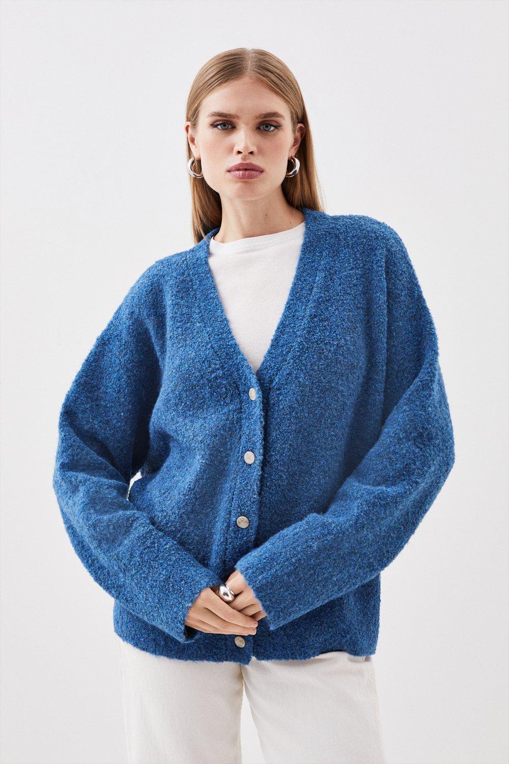 KAREN MILLEN Wool Boucle Knit Slouchy Cardigan | Endource