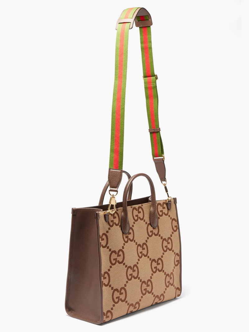 Brown Jumbo GG mini canvas and leather tote bag, Gucci