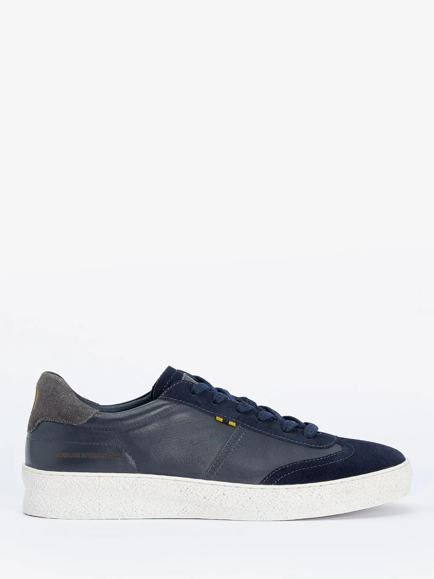 BARBOUR Felix Leather Lace Up Trainers in Navy | Endource