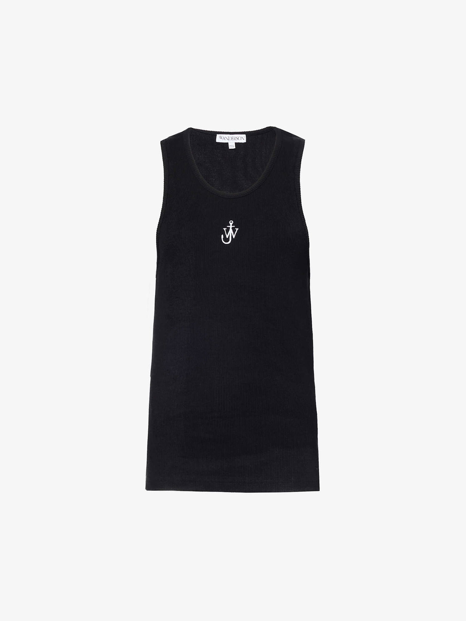 JW Anderson: Black Embroidered Tank Top