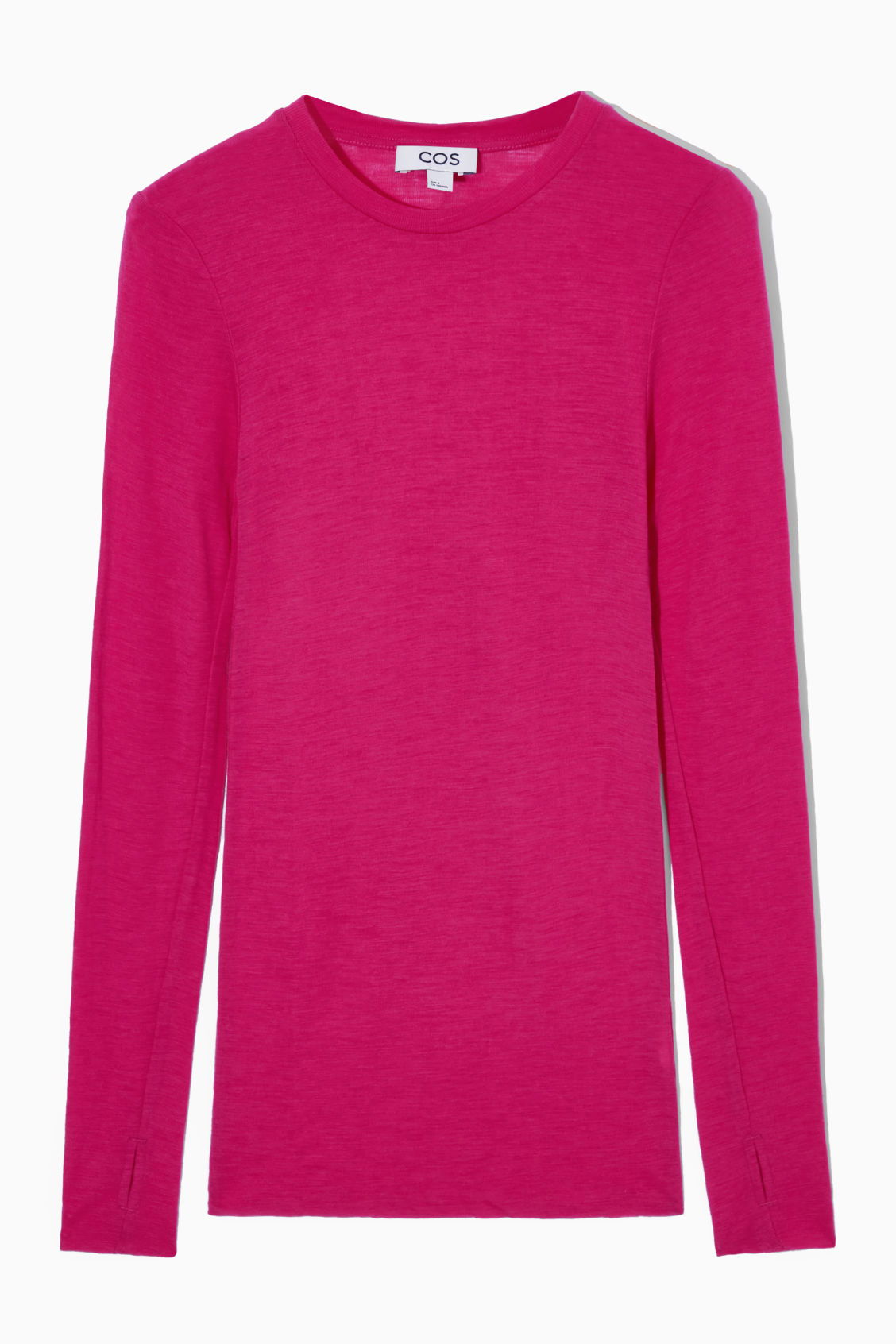 COS Crew-Neck Merino Wool Top in FUCHSIA PINK | Endource