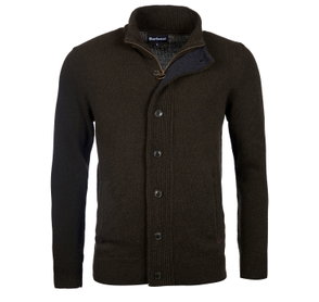 Dark brown Barbour wool cardigan with button front