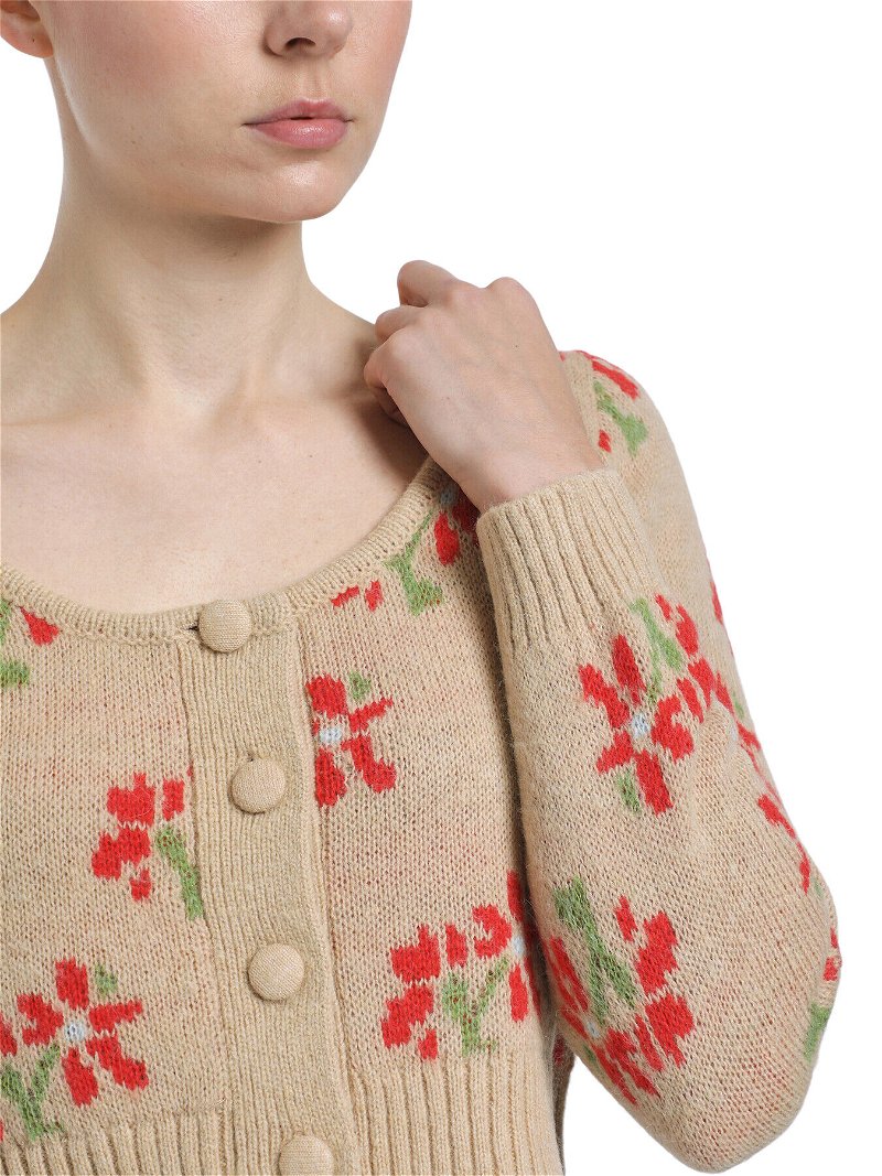 Ivanna Knit Cardigan In Cream With Floral Wool Blend – St Frock