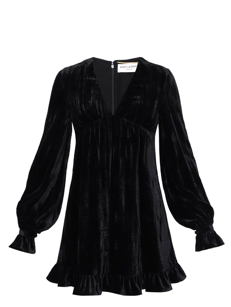 knee length dresses for ladies YVES SAINT LAURENT Black Velvet Cocktail Dress with Full Skirt Size 38 –  The Paper Bag Princess main image 0