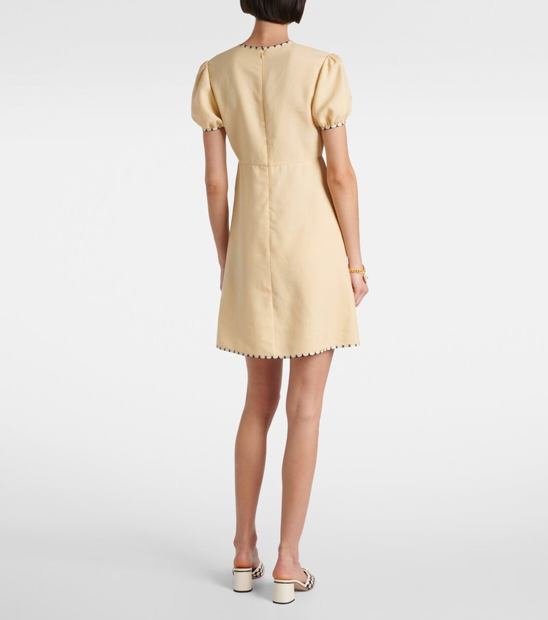 Valentino cream-colored dress with puff sleeves and embroidery