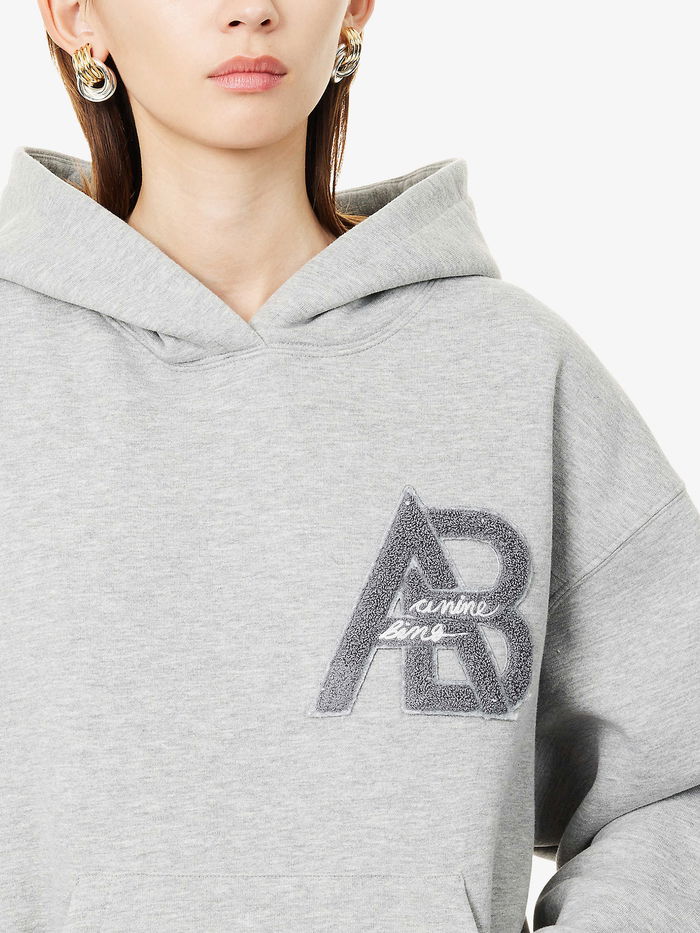 ANINE BING Jaci Letterman Cotton-Jersey Hoody | endource