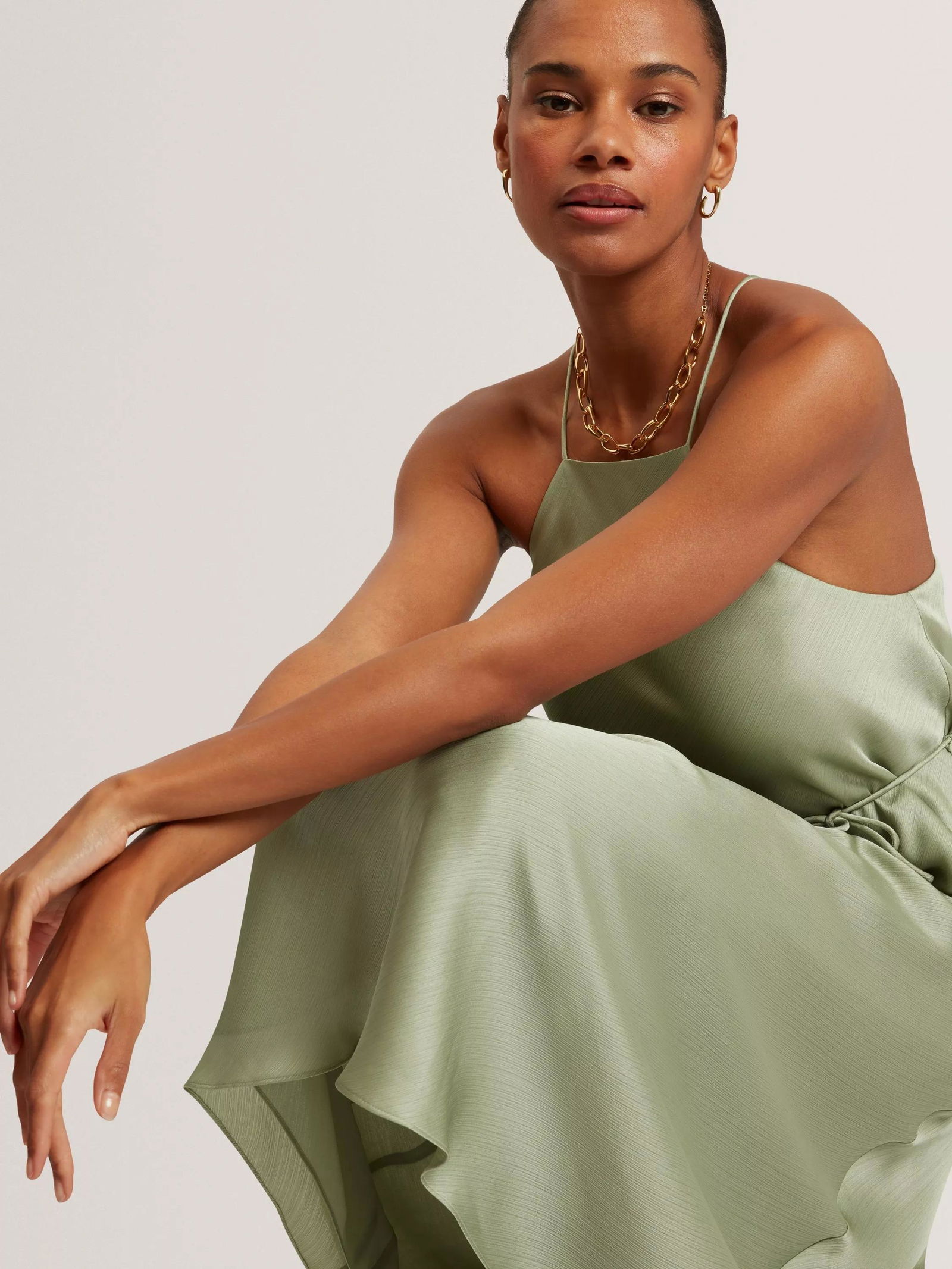 ted baker green satin dress 70% off Kahrli Midi season=Summer
