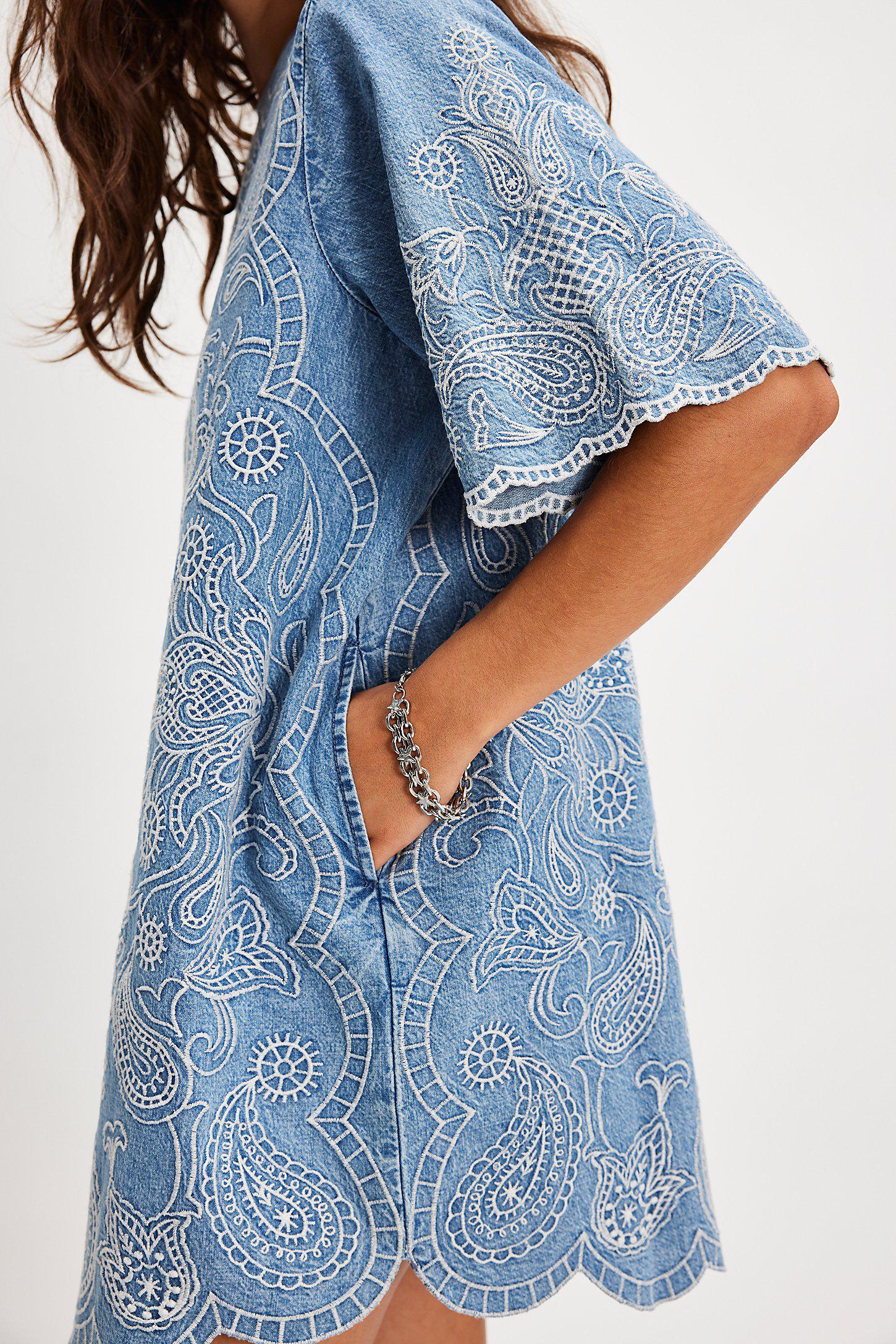 FREE PEOPLE Harlow Embroidered Mini Dress | endource