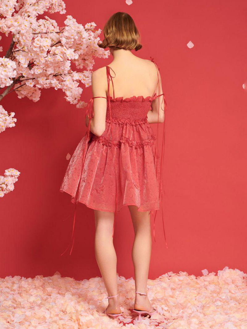 open lace back dress Dream Pink Parade Embellished Mini Dress Baby Pink / M main image 1