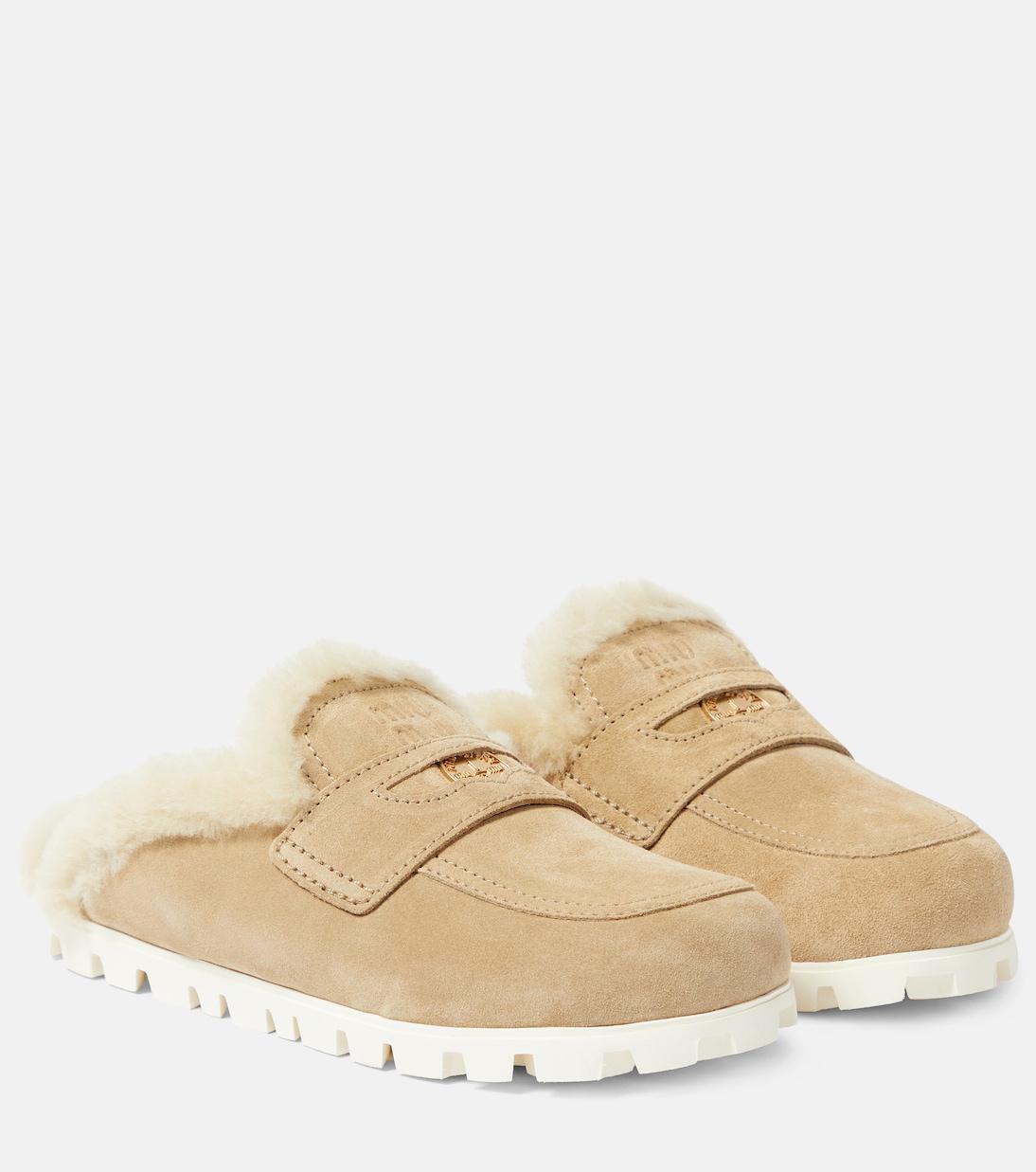 Miu Slippers Light Blue Pure Wool