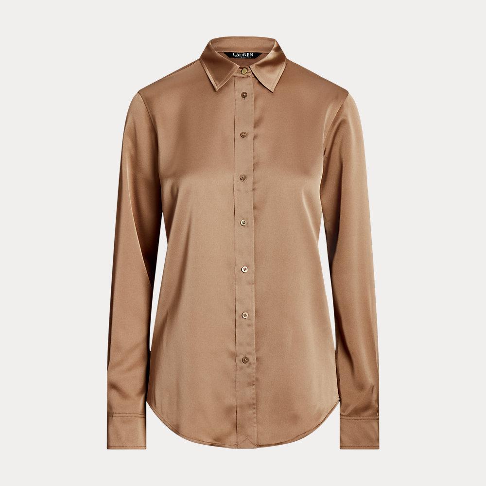 LAUREN Ralph Lauren Satin Charmeuse Shirt Green Size XL