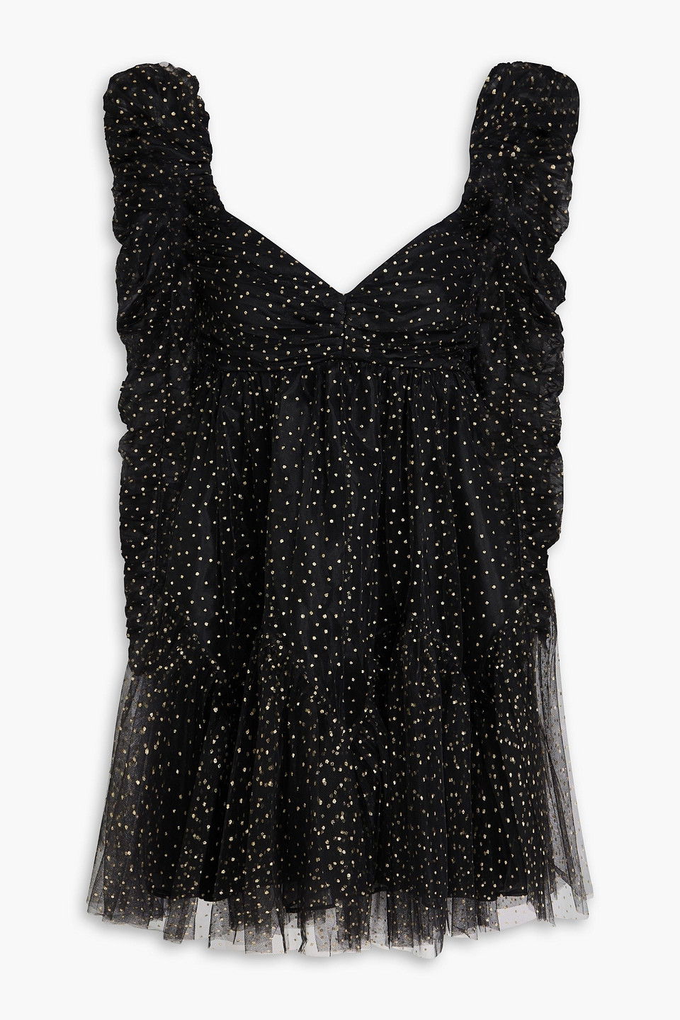 ZIMMERMANN Ruched Glittered Tulle Mini Dress
