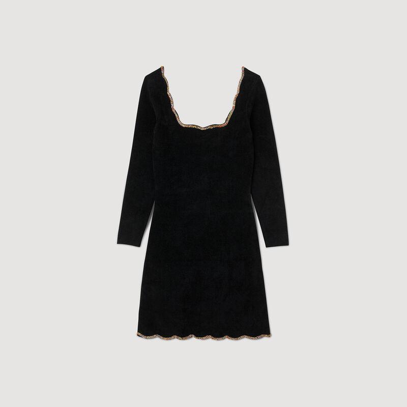 SANDRO Short Velvet Dress in Black | Endource