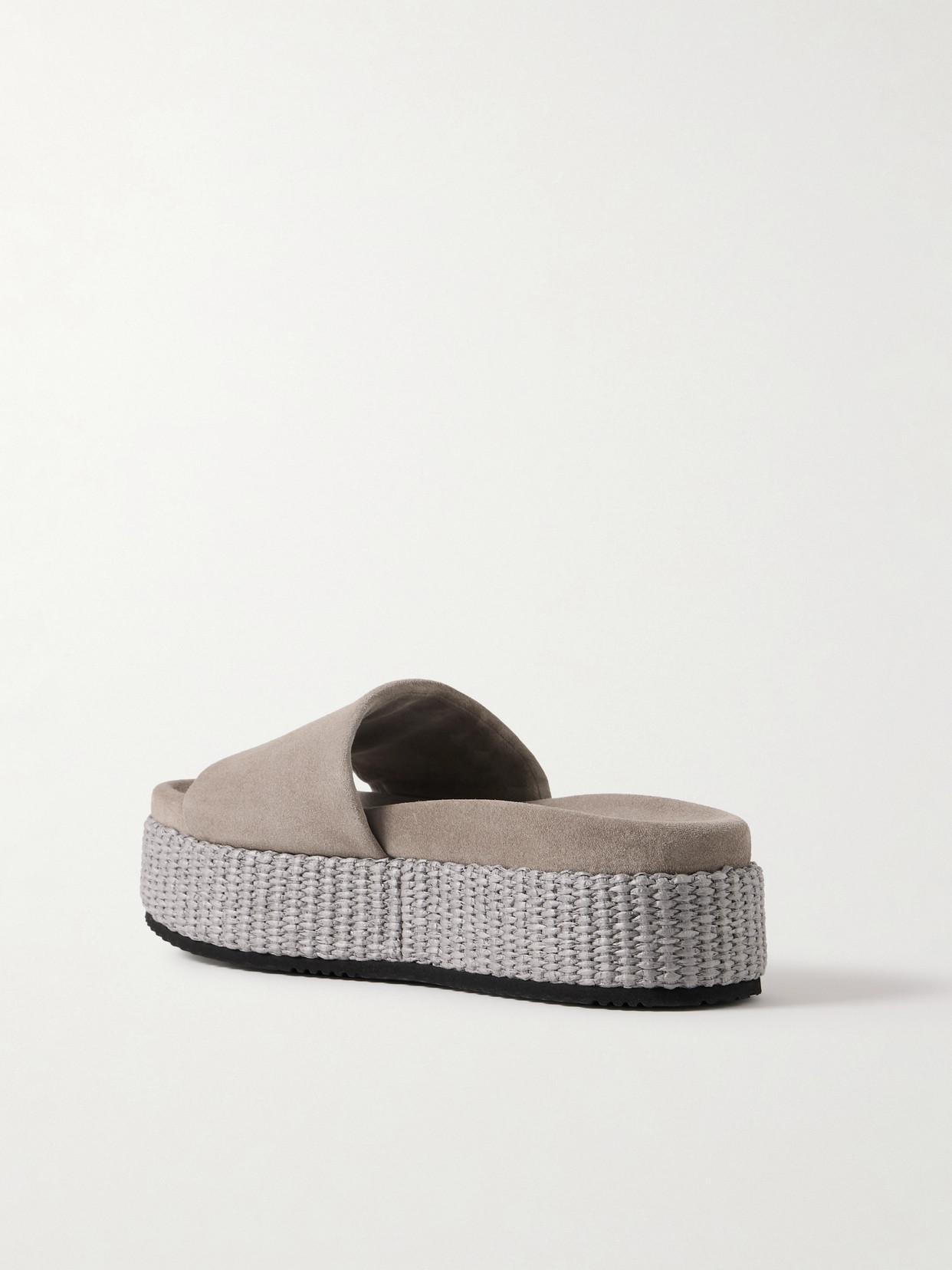 BRUNELLO CUCINELLI Suede And Raffia Platform Slides | endource display picture 1