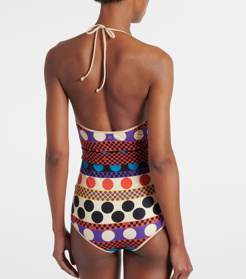 Valentino polka-dot halter swimsuit, back view
