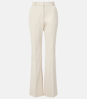 Beige, wide-leg trousers with pleats