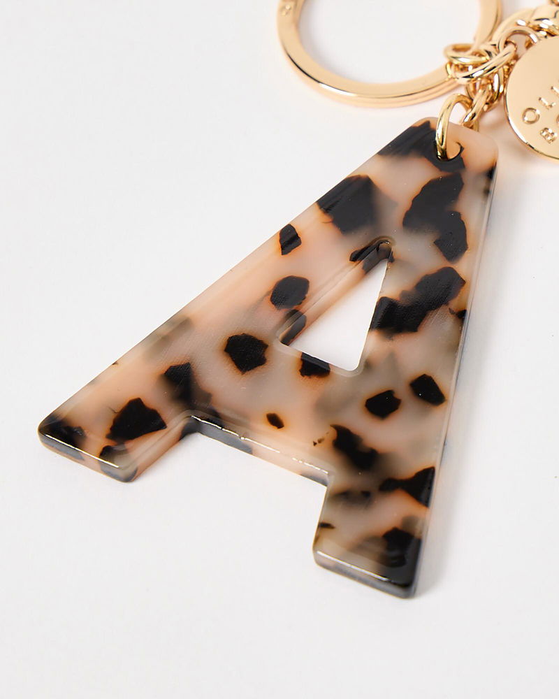 Porte-clés Lettre Initiale MWOOT - Résine Avec Papillon Et Pompon - Personnalisable A-Z - Cadeau Tendance