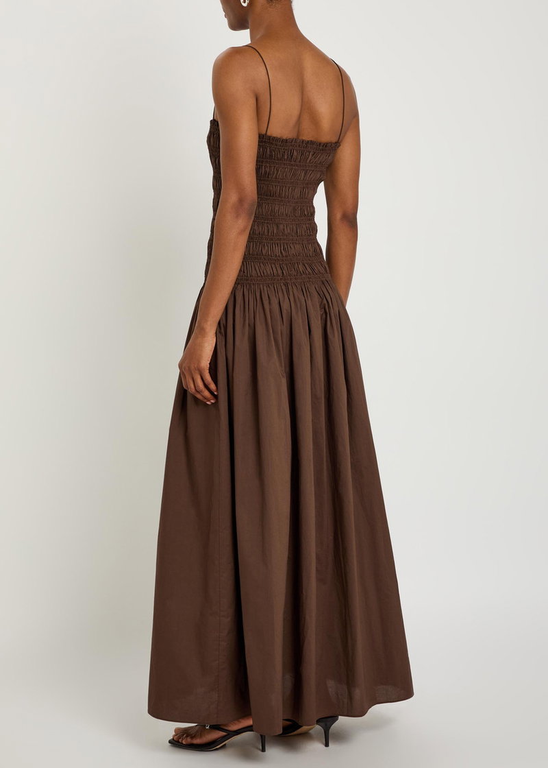 matteau gathered drop-waist organic cotton maxi dress Gathered Drop Waist Dress - Black main image 0