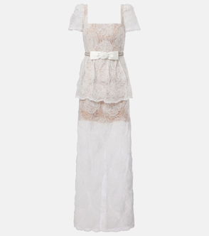 chinese dress ladies White Rhinestone Lace Maxi Dress – self-portrait-US