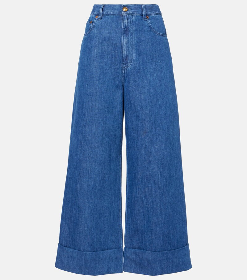 Valentino wide-leg denim jeans in dark blue