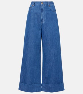 Valentino wide-leg denim jeans in dark blue