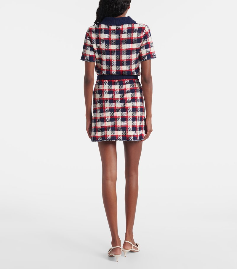 Valentino red and navy plaid knit set