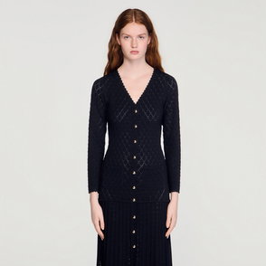 SANDRO Denim Collar Knit Maxi Dress | endource